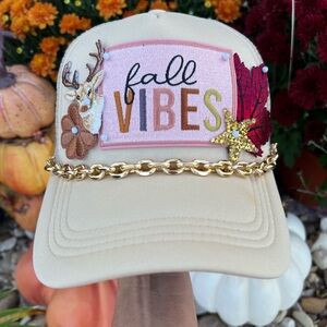 Fall vibes patch trucker hat. New. Pressed at purchase. Message to personalize